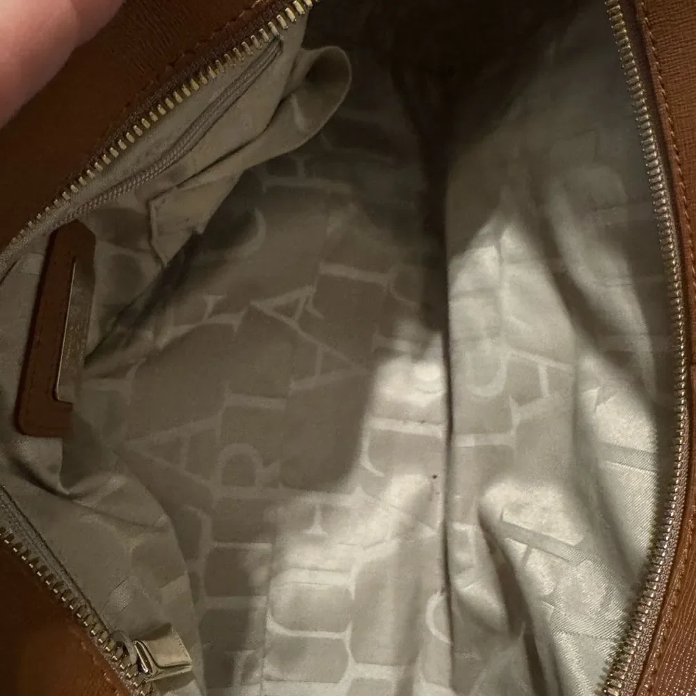 FURLA Women’s Handbag Satchel Tan & White Saffiano Leather